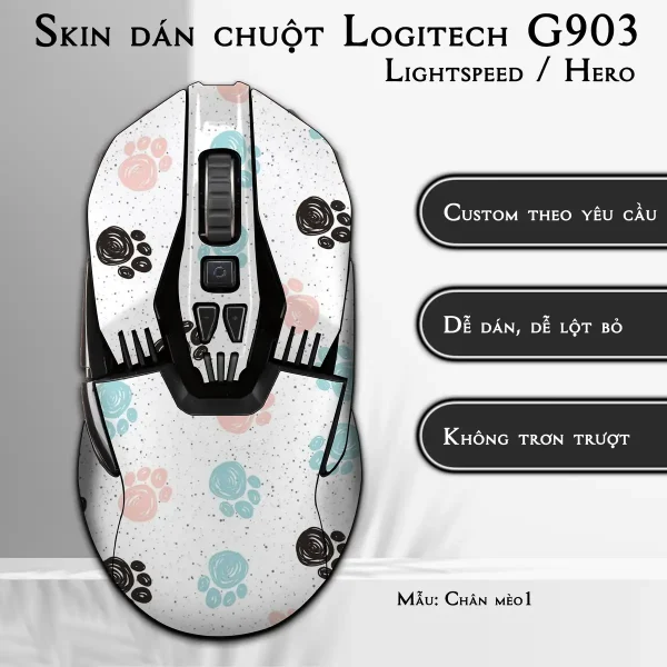 Skin dán chuột Logitech G903 mẫu Chân mèo1