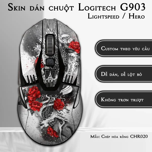 Skin dán chuột Logitech G903 mẫu Chép hóa rồng CHR020