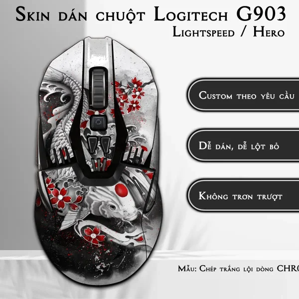 Skin dán chuột Logitech G903 mẫu Chép trắng lội dòng CHR022