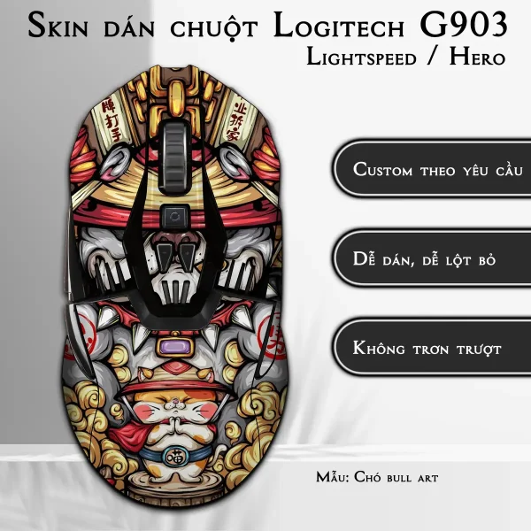 Skin dán chuột Logitech G903 mẫu Chó bull art