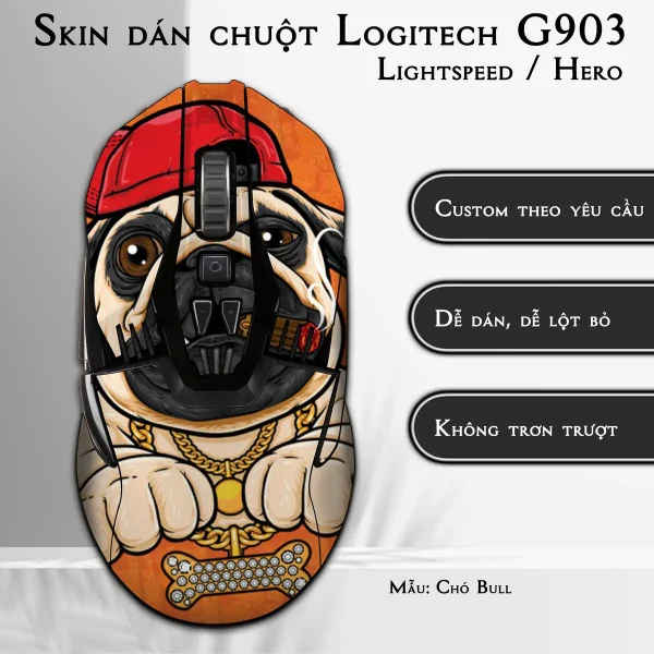 Skin dán chuột Logitech G903 mẫu Chó Bull