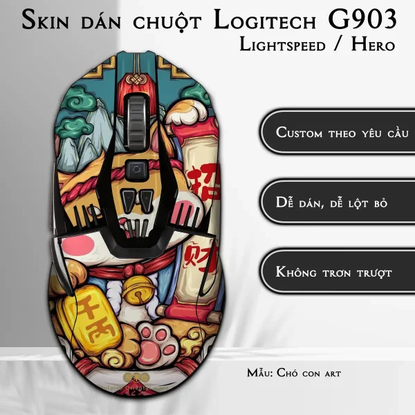 Skin dán chuột Logitech G903 mẫu Chó con art