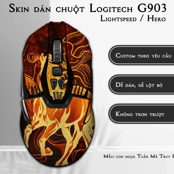 Skin dán chuột Logitech G903 mẫu con ngựa Tuấn Mã Truy Phong