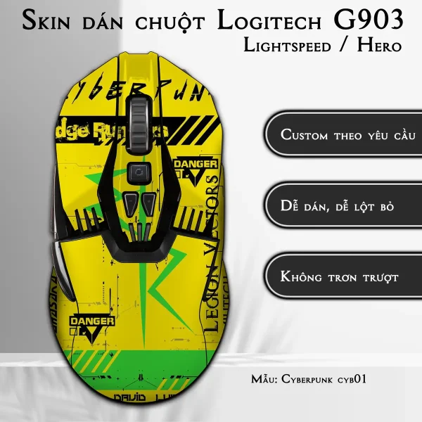 Skin dán chuột Logitech G903 mẫu Cyberpunk cyb01