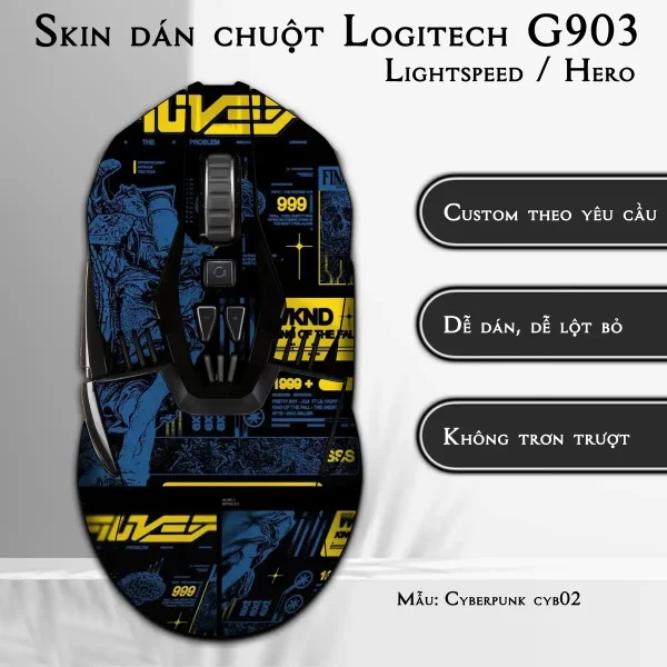 Skin dán chuột Logitech G903 mẫu Cyberpunk cyb02