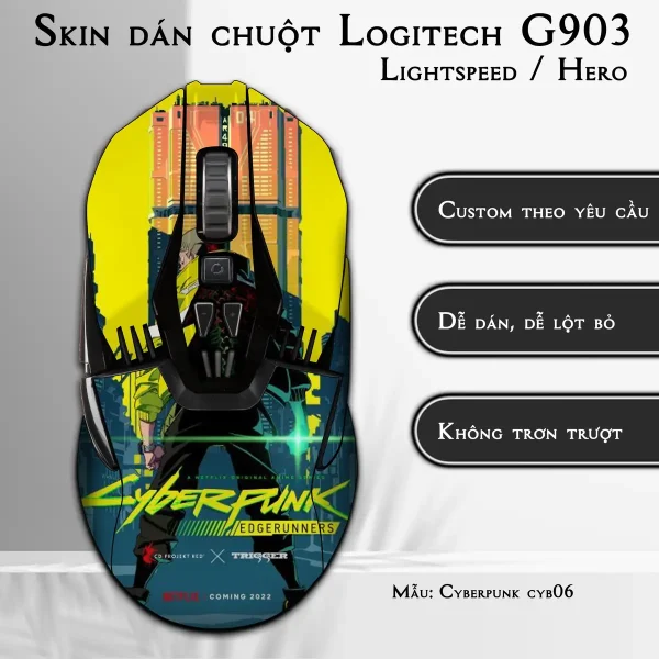 Skin dán chuột Logitech G903 mẫu Cyberpunk cyb06