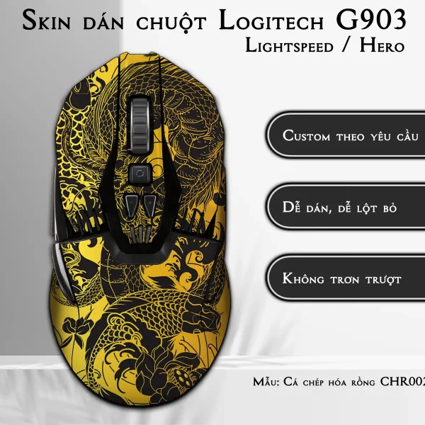 Skin dán chuột Logitech G903 mẫu Cá chép hóa rồng CHR002-2