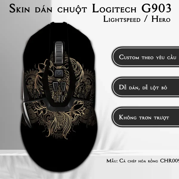 Skin dán chuột Logitech G903 mẫu Cá chép hóa rồng CHR009