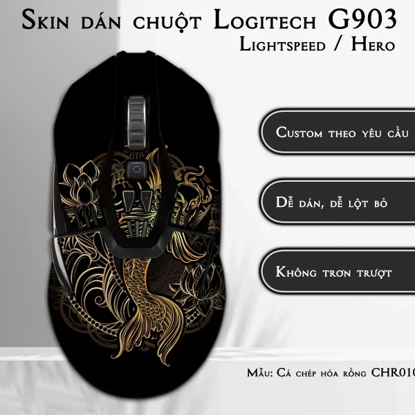 Skin dán chuột Logitech G903 mẫu Cá chép hóa rồng CHR010
