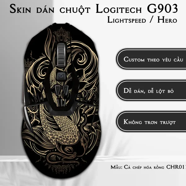Skin dán chuột Logitech G903 mẫu Cá chép hóa rồng CHR011