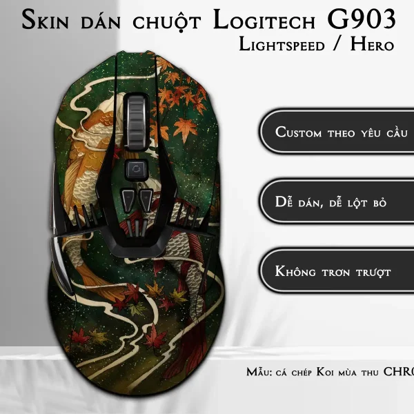 Skin dán chuột Logitech G903 mẫu cá chép Koi mùa thu CHR017