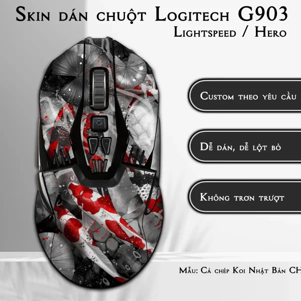 Skin dán chuột Logitech G903 mẫu Cá chép Koi Nhật Bản CHR018