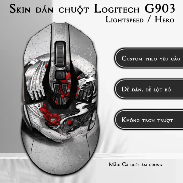 Skin dán chuột Logitech G903 mẫu Cá chép âm dương