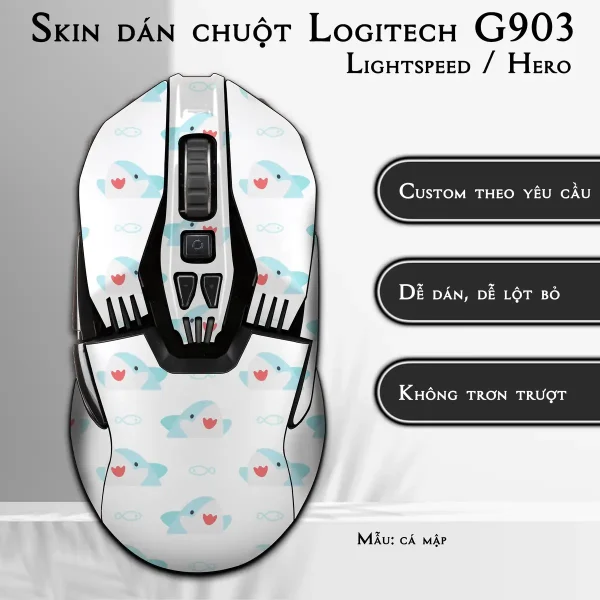 Skin dán chuột Logitech G903 mẫu cá mập