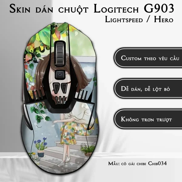 Skin dán chuột Logitech G903 mẫu cô gái chibi Chib034