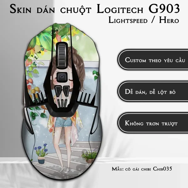 Skin dán chuột Logitech G903 mẫu cô gái chibi Chib035