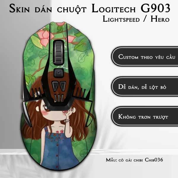 Skin dán chuột Logitech G903 mẫu cô gái chibi Chib036