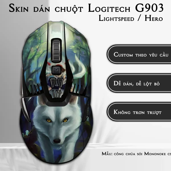 Skin dán chuột Logitech G903 mẫu công chúa sói Mononoke csm002
