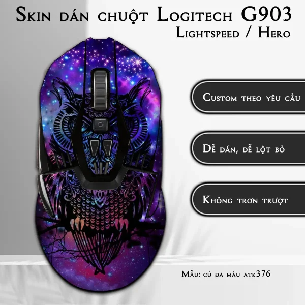 Skin dán chuột Logitech G903 mẫu cú đa màu atk376