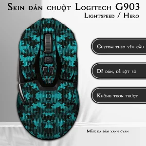 Skin dán chuột Logitech G903 mẫu da dắn xanh cyan