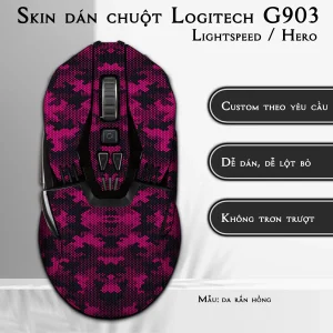 Skin dán chuột Logitech G903 mẫu da rắn hồng
