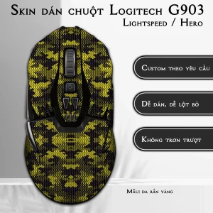 Skin dán chuột Logitech G903 mẫu da rắn vàng