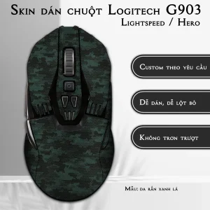 Skin dán chuột Logitech G903 mẫu da rắn xanh lá