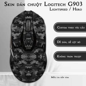 Skin dán chuột Logitech G903 mẫu da rắn xám