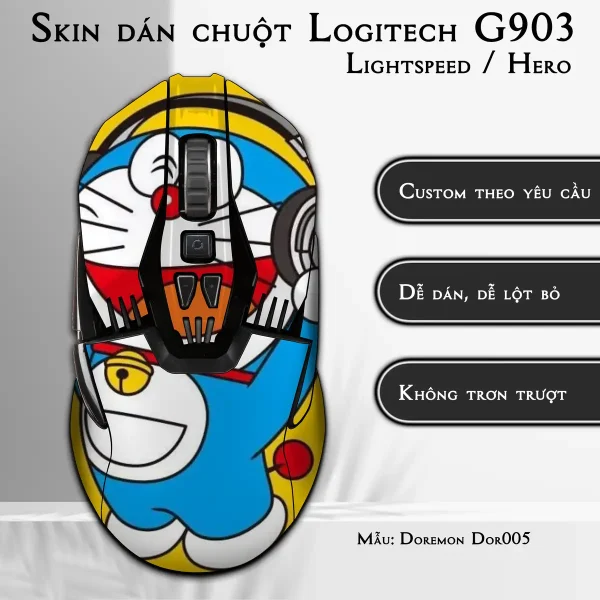 Skin dán chuột Logitech G903 mẫu Doremon Dor005