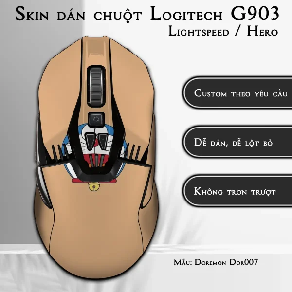 Skin dán chuột Logitech G903 mẫu Doremon Dor007