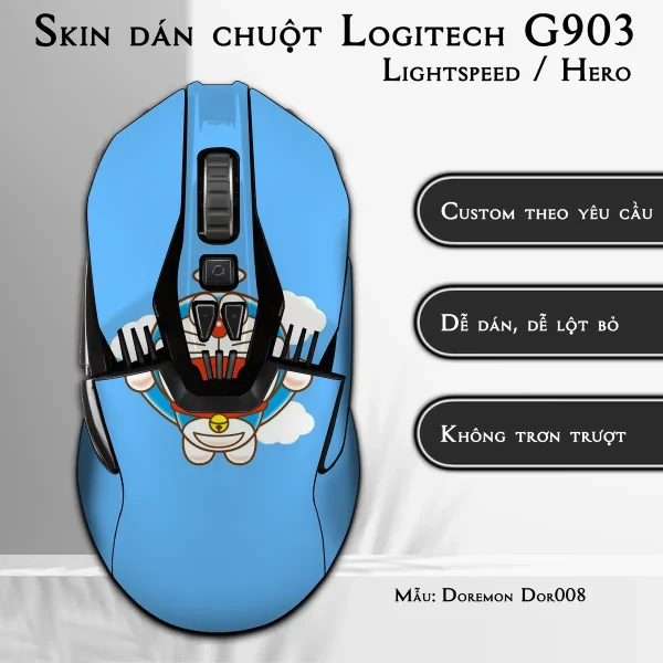 Skin dán chuột Logitech G903 mẫu Doremon Dor008