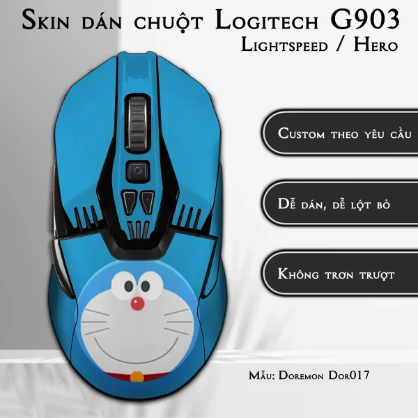 Skin dán chuột Logitech G903 mẫu Doremon Dor017