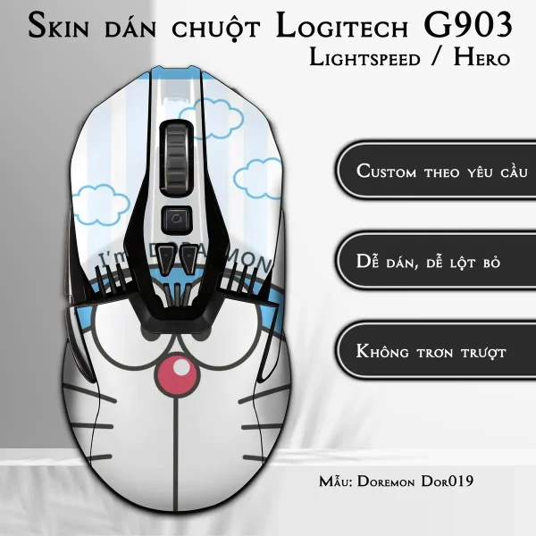 Skin dán chuột Logitech G903 mẫu Doremon Dor019