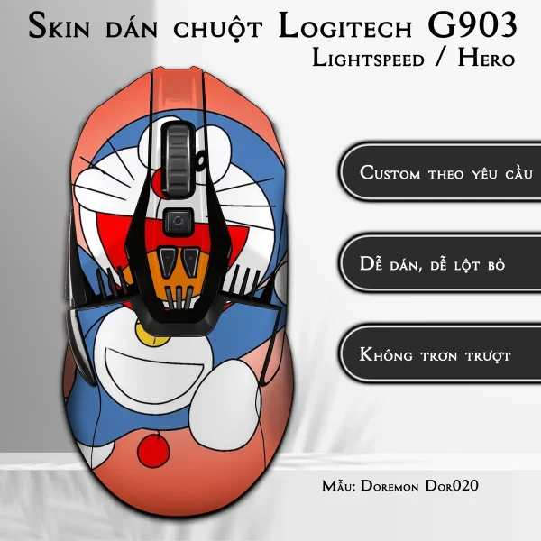 Skin dán chuột Logitech G903 mẫu Doremon Dor020