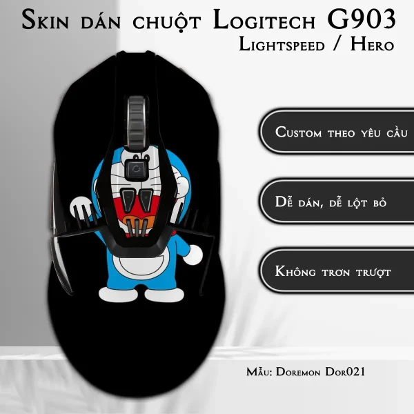 Skin dán chuột Logitech G903 mẫu Doremon Dor021
