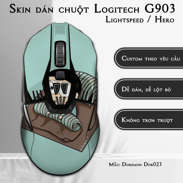 Skin dán chuột Logitech G903 mẫu Doremon Dor023