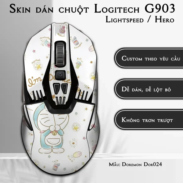Skin dán chuột Logitech G903 mẫu Doremon Dor024