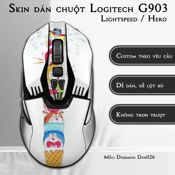 Skin dán chuột Logitech G903 mẫu Doremon Dor026
