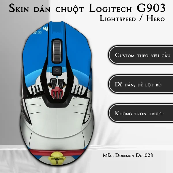 Skin dán chuột Logitech G903 mẫu Doremon Dor028