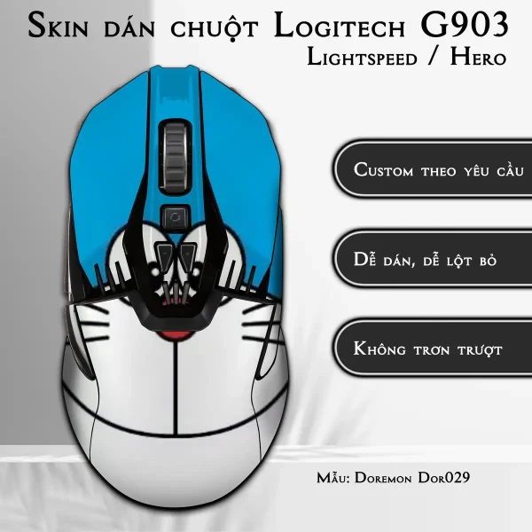 Skin dán chuột Logitech G903 mẫu Doremon Dor029
