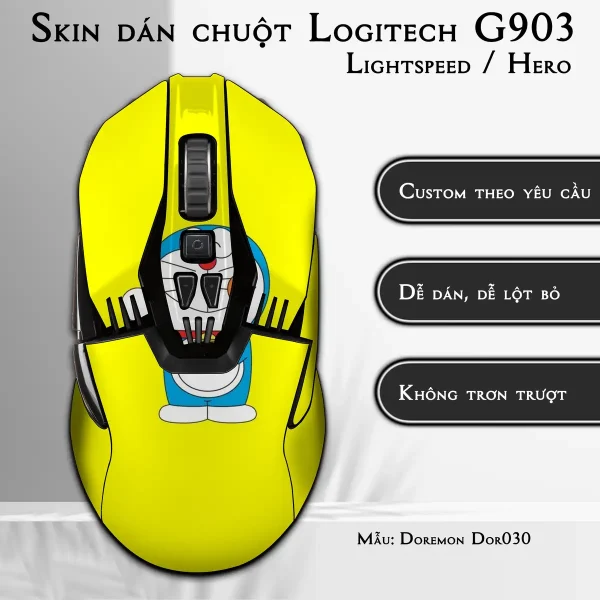 Skin dán chuột Logitech G903 mẫu Doremon Dor030