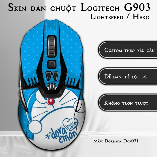 Skin dán chuột Logitech G903 mẫu Doremon Dor031