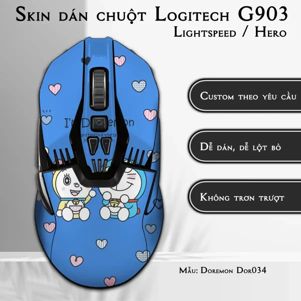 Skin dán chuột Logitech G903 mẫu Doremon Dor034