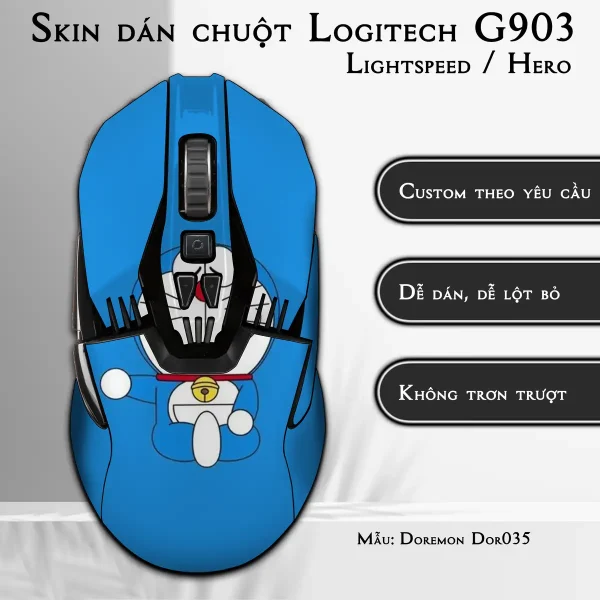 Skin dán chuột Logitech G903 mẫu Doremon Dor035