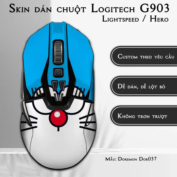 Skin dán chuột Logitech G903 mẫu Doremon Dor037