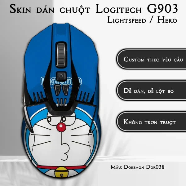 Skin dán chuột Logitech G903 mẫu Doremon Dor038