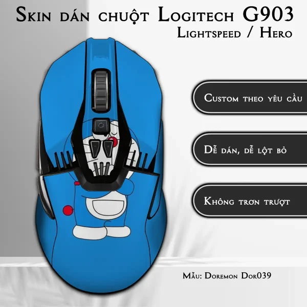 Skin dán chuột Logitech G903 mẫu Doremon Dor039