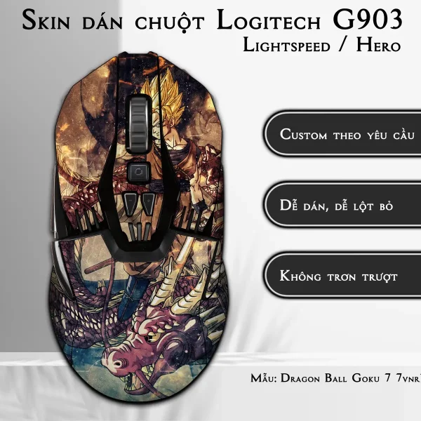 Skin dán chuột Logitech G903 mẫu Dragon Ball Goku 7 7vnr76