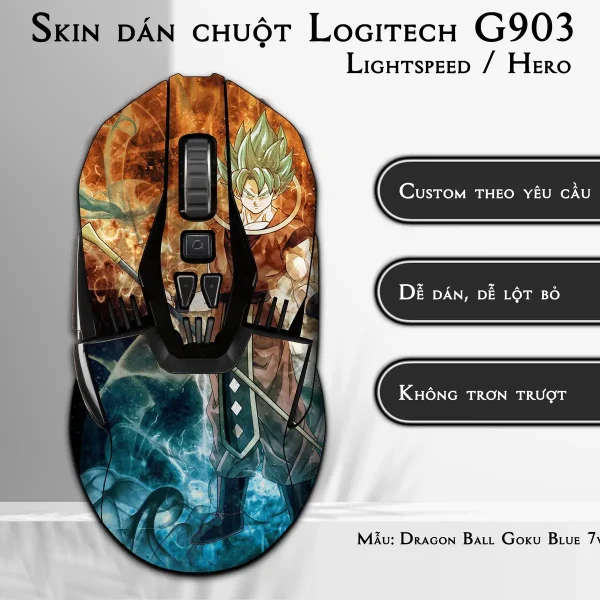 Skin dán chuột Logitech G903 mẫu Dragon Ball Goku Blue 7vnr77