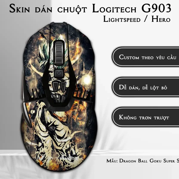 Skin dán chuột Logitech G903 mẫu Dragon Ball Goku Super Saiyan 2 7vnr54
